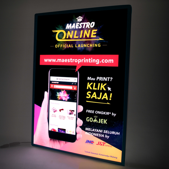 LED Display A3 komplit (Print + Adaptor + Penyangga)